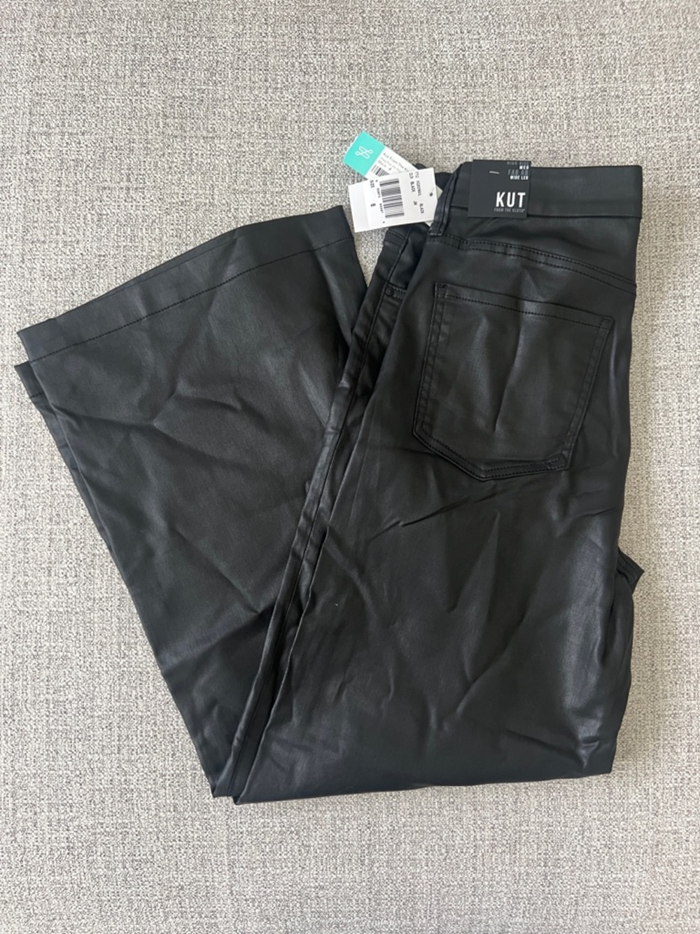 Kut from the Kloth Meg Fab Ab High Rise  Coated Wide Leg Jean - 8 - Picture 3 of 4